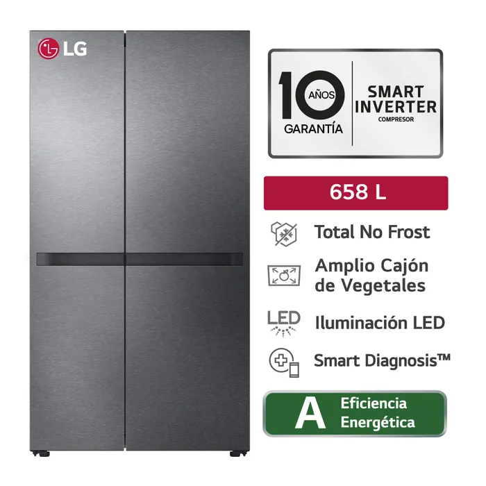 Refrigeradora LG 658LT Total No Frost GS66BPM Negro Mate