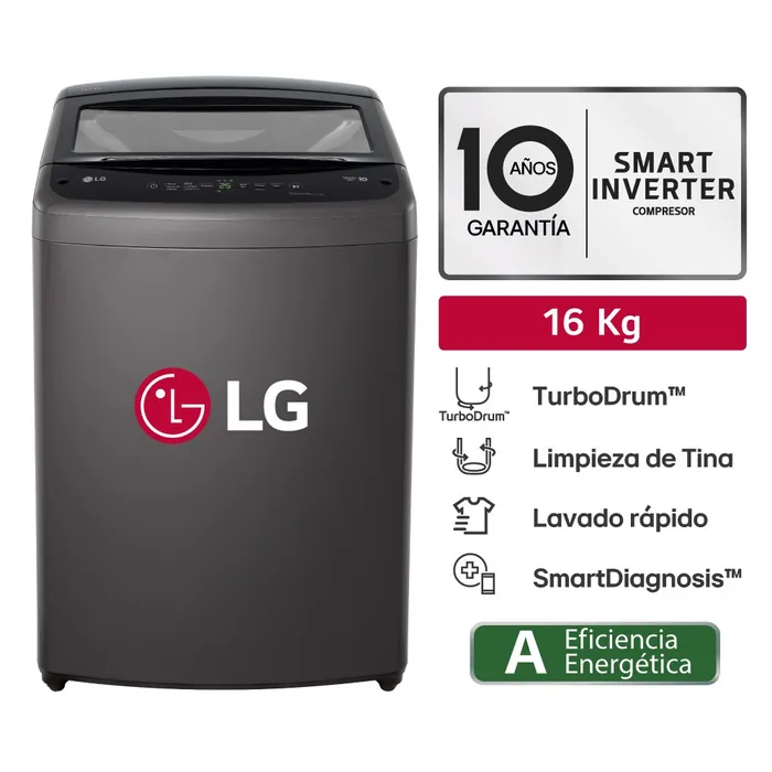 Lavadora LG 16KG TurboDrum WT16BVTB Negro Claro