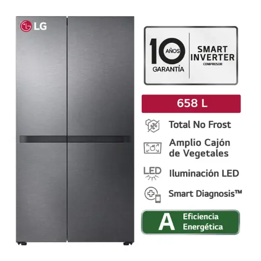 Refrigeradora LG 658LT Total No Frost GS66BPM Negro Mate